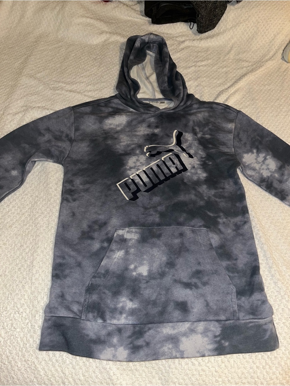 Puma Men's Black & Gray Tie-Dye Crewneck Hoodie